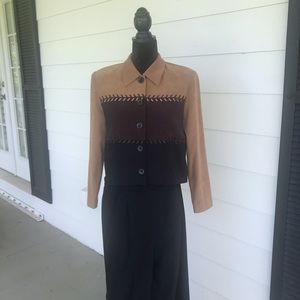 Positive Attitude Tan Brown & Black Pantsuit Suit